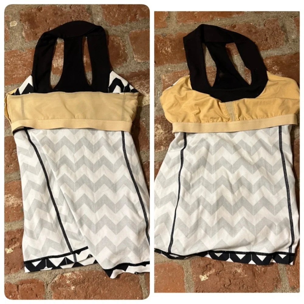 Lululemon Scoop Neck Tank in the "Arrow Chevron Polar Cream Black" pattern sz 6 - Picture 16 of 16